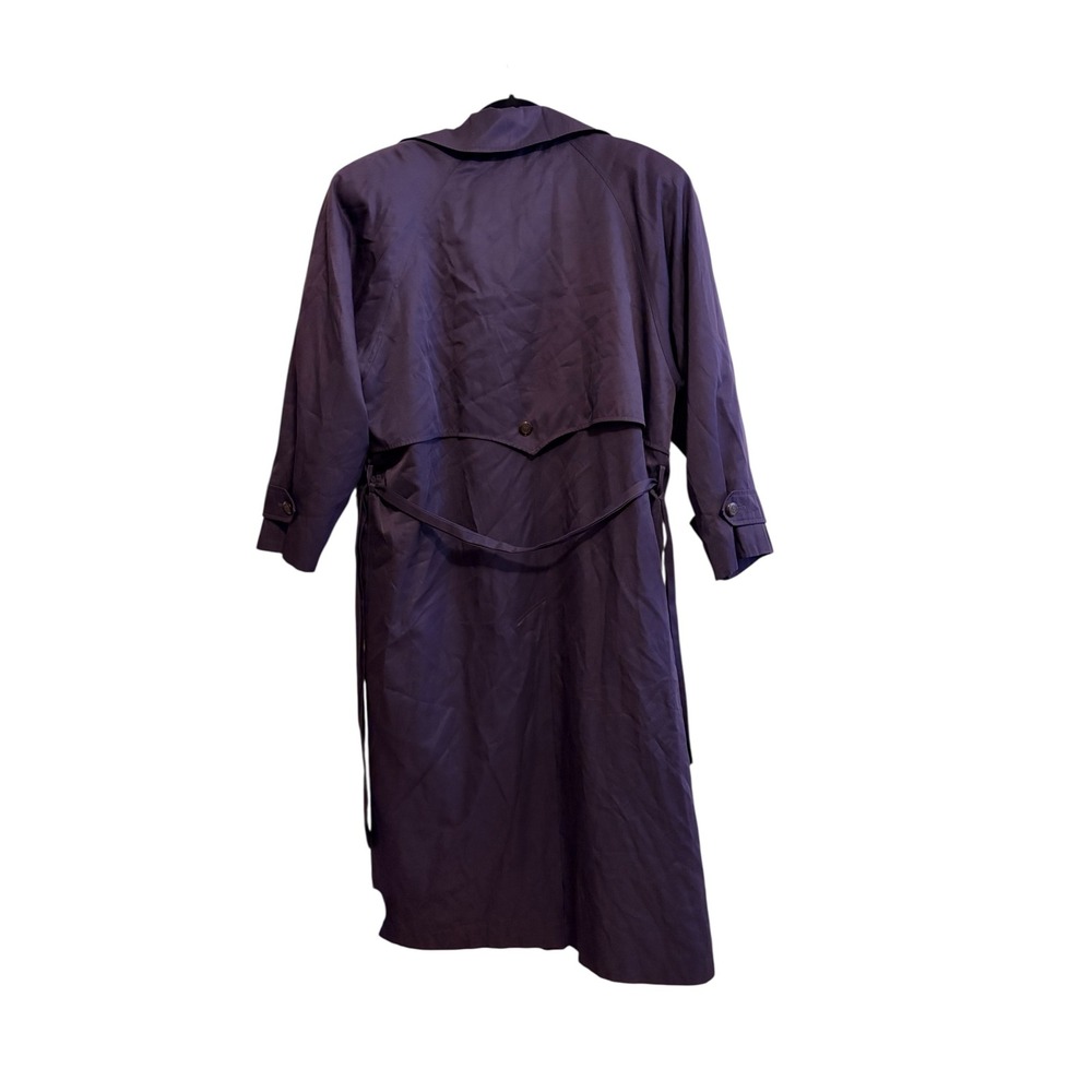 American Bazaar Vintage Purple Trench Coat Removable Wool Liner Belted Womens L - Picture 3 of 8